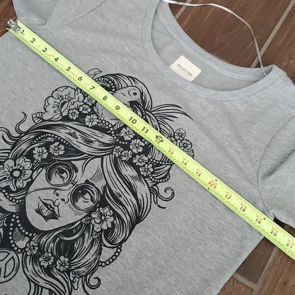 Selected Femme Jeans Grey Light Sweater Short Sleeve Crew Neck Top Women M - Picture 6 of 7